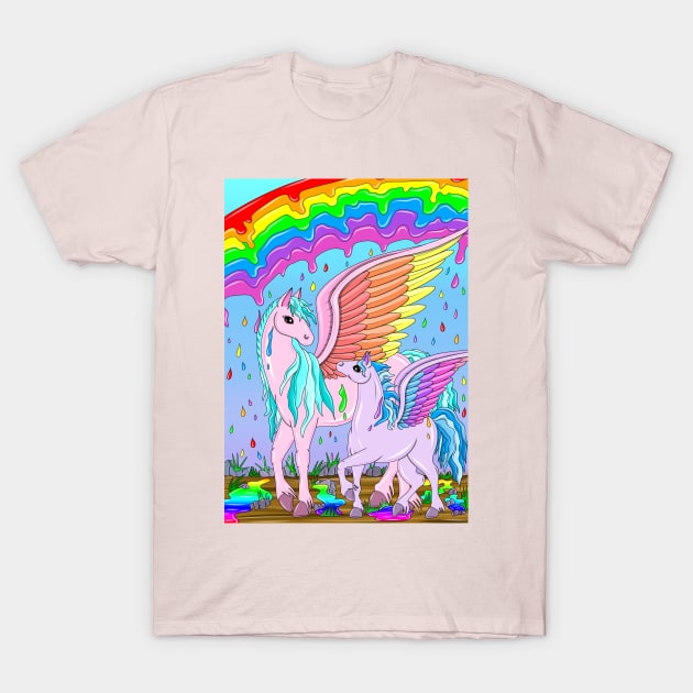 Rainbow rain pegasus T-Shirt by MelanieJeyakkumar